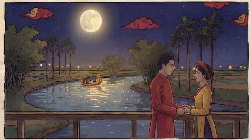 Hình ảnh thơ mộng do AI tạo ra trong MV "Thương câu dân ca."