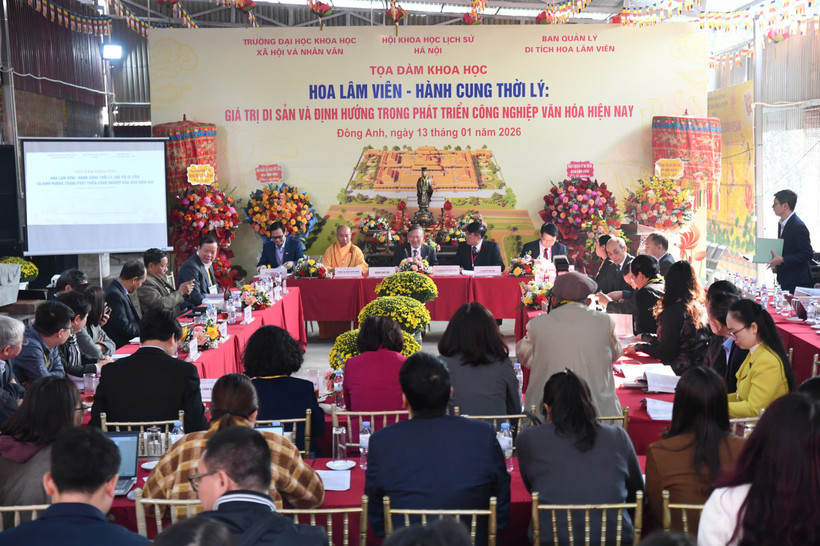 Tọa đàm do Trường Đại học Khoa học Xã hội và Nhân văn, Hội Khoa học Lịch sử Hà Nội, Ban Quản lý Di tích Hoa Lâm Viên phối hợp tổ chức. (Ảnh: PV/Vietnam+)