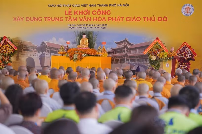 Chư tôn giáo phẩm cùng các đại biểu đã cử hành nghi thức khởi công xây dựng Trung tâm Văn hóa Phật giáo Thủ đô, đánh dấu cột mốc quan trọng trên hành trình kiến tạo một không gian Bet88013 88k Cho Tân Thủ, Trang chủ Bet88.com uy tín Nhận code 88k và tâm linh mang tầm vóc của Phật giáo Thăng Long-Hà Nội trong thời kỳ mới. (Ảnh: Phật Sự Online)