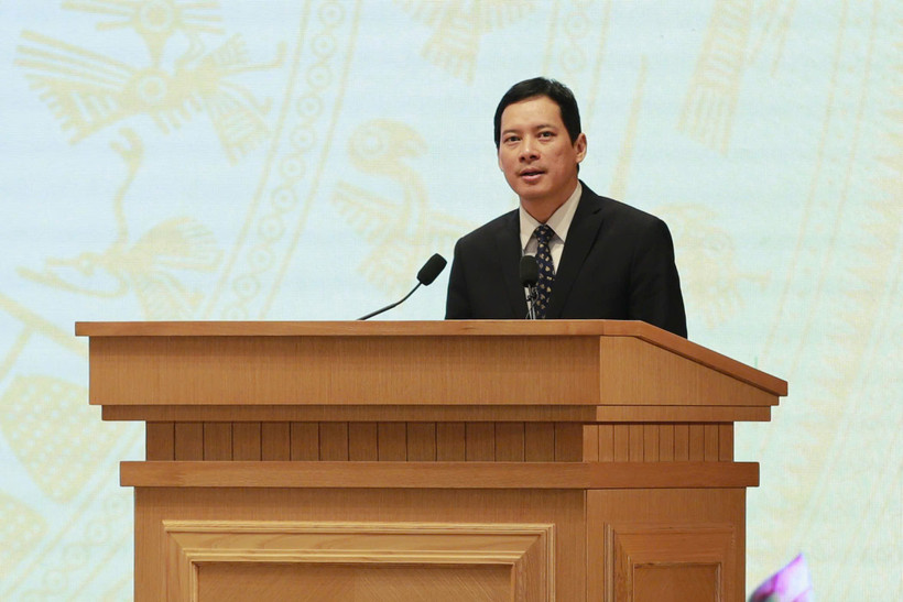 Ông Lê Quang Tự Do, Cục trưởng Cục Phát thanh, truyền hình và thông tin điện tử phát biểu tại Hội nghị toàn quốc tổng kết công tác ngành Văn hóa, Thể thao và Du lịch. (Ảnh: PV/Vietnam+)