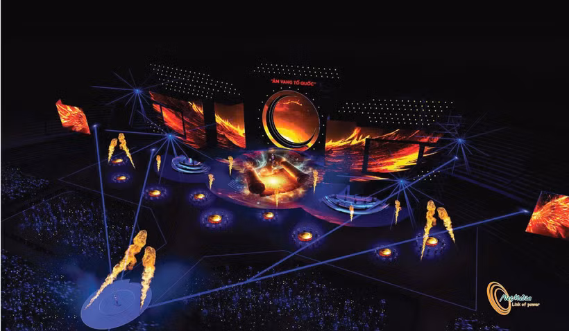 Phối cảnh sân khấu Chương trình nghệ thuật “Âm vang Tổ quốc” (Ảnh: BTC)