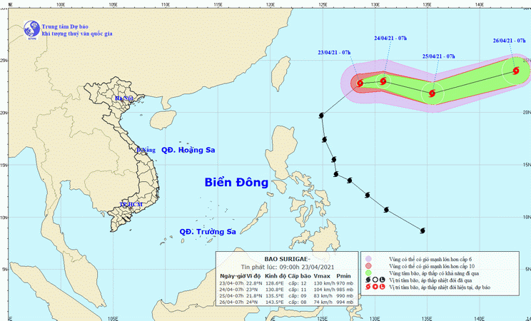 Bão Surigae di chuyển hướng Đông, không còn khả năng đi vào Biển Đông ảnh 1