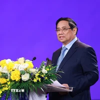 Thủ tướng Phạm Minh Chính phát biểu chỉ đạo tại Lễ trao Giải thưởng toàn quốc về Thông tin Đối ngoại lần thứ XI. (Ảnh: Dương Giang/TTXVN)