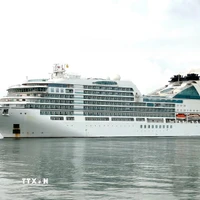 Tàu du lịch biển Seabourn Encore cập cảng Tiên Sa, đưa du khách đến tham quan Đà Nẵng trong những ngày đầu Xuân mới Bính Ngọ 2026. (Ảnh: Trần Lê Lâm/TTXVN)