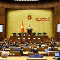 Chủ tịch Quốc hội Trần Thanh Mẫn phát biểu bế mạc Kỳ họp thứ 10 Quốc hội khóa XV. (Ảnh: Doãn Tấn/TTXVN)