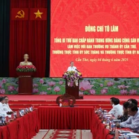 Tổng Bí thư Tô Lâm phát biểu tại buổi làm việc. (Ảnh: Thống Nhất/TTXVN)