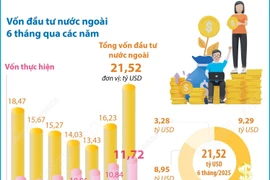 Tổng vốn đầu tư nước ngoài đăng ký vào Việt Nam đạt 21,52 tỷ USD trong 6 tháng