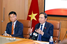 Chủ tịch Quốc hội Trần Thanh Mẫn phát biểu tại Tọa đàm chính sách thúc đẩy hợp tác kinh tế, thương mại và đầu tư Việt Nam - Maroc. (Ảnh: Doãn Tấn/TTXVN)