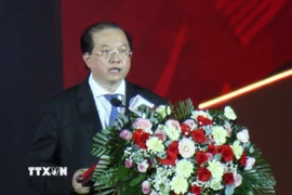 Ông Tạ Quang Đông, Thứ trưởng Bộ Văn hóa, Thể thao và Du lịch phát biểu tại buổi lễ. (Ảnh: Thu Hương/TTXVN)