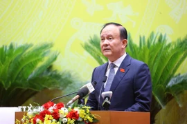 Chủ tịch HĐND thành phố Hà Nội Nguyễn Ngọc Tuấn phát biểu. (Ảnh: Văn Điệp/TTXVN)