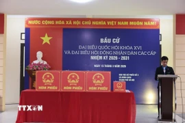 Một điểm bầu cử xã đảo Minh Châu trước giờ bỏ phiếu. (Ảnh: Trần Việt/TTXVN)