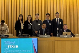 Đoàn Việt Nam tham dự Hội nghị “Công ước Hà Nội” về tội phạm mạng. (Ảnh: TTXVN phát)