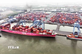 Cảng quốc tế Cái Mép – Thị Vải (Bà Rịa – Vũng Tàu), một trong hai cảng đặc biệt của Việt Nam, là 1 trong 19 cảng trên thế giới có khả năng tiếp nhận tàu siêu trọng và nằm trong nhóm 50 cảng biển có sản lượng khai thác container cao nhất thế giới hiện nay. (Ảnh: Vũ Sinh/TTXVN)
