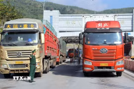 Hoạt động xuất nhập khẩu qua cửa khẩu Chi Ma (Lạng Sơn) thông thoáng. (Ảnh: Văn Đạt/TTXVN)