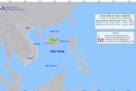 Dự báo trong 24 giờ tới, vùng áp thấp di chuyển chậm theo hướng Tây và có khả năng mạnh lên thành áp thấp nhiệt đới. (Nguồn: nchmf)