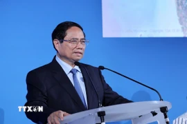 Thủ tướng Phạm Minh Chính phát biểu tại sự kiện thượng đỉnh về đồng bằng châu thổ thế giới. (Ảnh: Dương Giang/TTXVN)