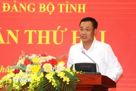 Ông Lê Ngọc Quang, Bí thư Tỉnh ủy Quảng Trị, phát biểu khai mạc Hội nghị. (Ảnh: Võ Dung/TTXVN)