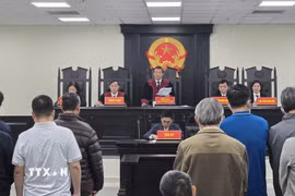 Hội đồng xét xử công bố bản án sơ thẩm. (Ảnh: Kim Anh/TTXVN)