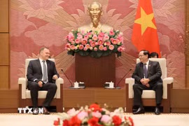 Phó Chủ tịch Quốc hội Trần Quang Phương tiếp Chủ nhiệm Ủy ban An ninh quốc gia Quốc hội Hungary Sas Zoltán. (Ảnh: An Đăng/TTXVN)
