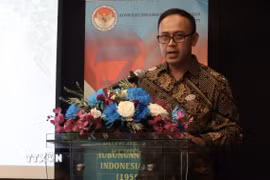 Ông Adiguna Wijaya, Quyền Tổng lãnh sự Indonesia tại TP Hồ Chí Minh, phát biểu tại diễn đàn. (Ảnh: Xuân Anh/TTXVN)