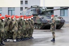 Binh sỹ Đức tại một căn cứ quân sự ở Rukla, Litva, ngày 22/2/2022. (Ảnh: AFP/TTXVN)