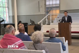 Đại sứ Đặng Hoàng Giang phát biểu tại buổi lễ. (Ảnh: TTXVN)