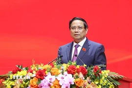 Đồng chí Phạm Minh Chính, Ủy viên Bộ Chính trị, Bí thư Đảng ủy, Thủ tướng Chính phủ phát biểu chỉ đạo. (Ảnh: Dương Giang/TTXVN)