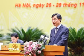 Bí thư Thành ủy Hà Nội Nguyễn Duy Ngọc phát biểu chỉ đạo. (Ảnh: Minh Đức/TTXVN)