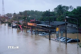 Cảnh ngập lụt tại Hat Yai, tỉnh Songkhla , Thái Lan, ngày 25/11/2025. (Ảnh: THX/TTXVN)