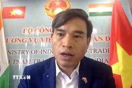 Ông Bùi Trung Thướng, Tham tán thương mại Đại sứ quán Việt Nam tại Ấn Độ phát biểu tại hội thảo. (Ảnh: Ngọc Thúy/TTXVN)