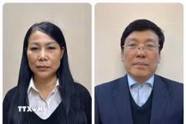 Bị cáo Hoàng Thị Thúy Lan (trái), cựu Bí thư Tỉnh ủy Vĩnh Phúc và bị cáo Lê Duy Thành, cựu Chủ tịch Ủy ban Nhân dân tỉnh Vĩnh Phúc. (Ảnh: Bộ Công an/TTXVN phát)