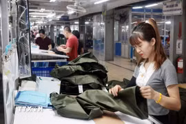 May hàng xuất khẩu sang thị trường EU tại Công ty May TNG (Thái Nguyên). (Ảnh: Trần Việt/TTXVN)