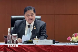 Bộ trưởng Kinh tế Indonesia Airlangga Hartarto. (Ảnh: Đỗ Quyên/TTXVN)
