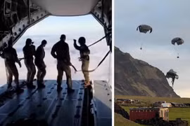 Quân đội Anh nhảy dù xuống đảo Tristan da Cunha để xử lý trường hợp nghi nhiễm virus Hanta. (Nguồn: The Guardian)