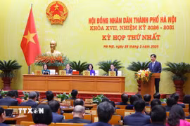 Bí thư Thành ủy Hà Nội Nguyễn Duy Ngọc phát biểu chỉ đạo tại kỳ họp. (Ảnh: Văn Điệp/TTXVN)