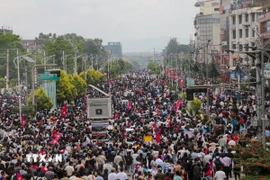 Biểu tình bạo loạn phản đối Chính phủ tại thủ đô Kathmandu, Nepal ngày 8/9/2025. (Ảnh: Anadolu Agency/TTXVN)