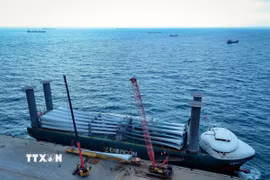 Tàu ESHIP 1 cập Cảng biển Quốc tế Trung Nam Cà Ná. (Ảnh: TTXVN phát)