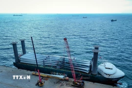 Tàu ESHIP 1 cập Cảng biển Quốc tế Trung Nam Cà Ná. (Ảnh: TTXVN phát)