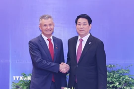 Chủ tịch nước Lương Cường tiếp ngài Matt Thistlethwaite, đồng Bộ trưởng về Ngoại giao và Thương mại Australia. (Ảnh: Lâm Khánh/TTXVN)