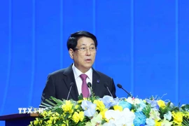 Chủ tịch nước Lương Cường phát biểu khai mạc Lễ mở ký và Hội nghị cấp cao Công ước của Liên hợp quốc về chống tội phạm mạng. (Ảnh: Phương Hoa/TTXVN)