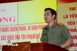 Đại tá Trần Văn Phúc, Giám đốc Công an tỉnh Quảng Ninh, phát biểu tại Lễ phát động. (Ảnh: Thanh Vân/TTXVN)
