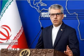 Người phát ngôn Bộ Ngoại giao Iran Esmaeil Baghaeis trong một cuộc họp báo tại Tehran. (Ảnh: IRNA/TTXVN)