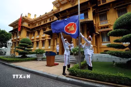 Quang cảnh Lễ Thượng cờ ASEAN. (Ảnh: TTXVN phát)