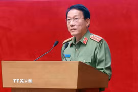 Đại tướng Lương Tam Quang, Bộ trưởng Bộ Công an phát biểu chỉ đạo. (Ảnh: Phạm Kiên/TTXVN)