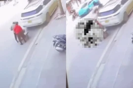 Hiện trường vụ tai nạn. (Ảnh cắt từ clip)