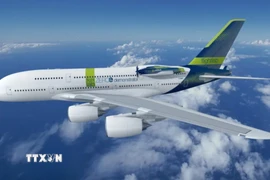 Hình ảnh đồ hoạ máy bay Airbus ZEROe, một ý tưởng cho máy bay Airbus A380 có động cơ sử dụng pin nhiên liệu hydro. (Ảnh: CNN/TTXVN)
