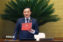 Phó Chủ tịch Quốc Nguyễn Khắc Định điều hành phiên họp. (Ảnh: Văn Điệp/TTXVN)
