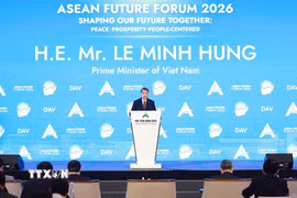 Thủ tướng Lê Minh Hưng phát biểu tại Phiên khai mạc Diễn đàn Tương lai ASEAN lần thứ ba. (Ảnh: Dương Giang/TTXVN)