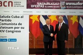 Hãng thông tấn Cuba, ACN, đưa tin về Đại hội XIV của Đảng Cộng sản Việt Nam. (Ảnh chụp màn hình: Việt Hùng/TTXVN)