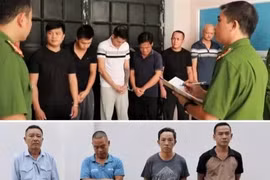 Các đối tượng bị bắt giữ. (Ảnh: Công an Nghệ An)